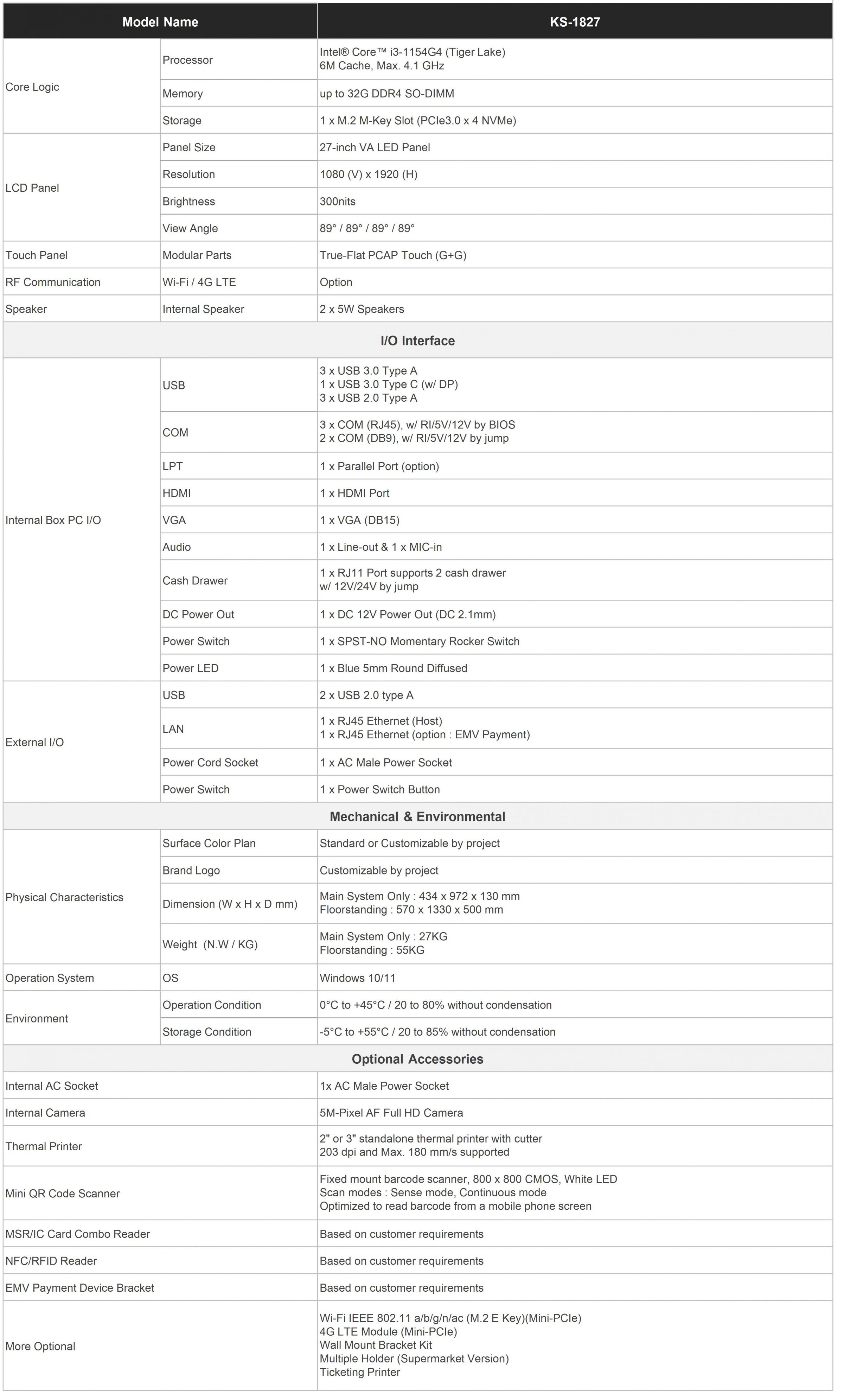 Spezifikation von KS-1827
